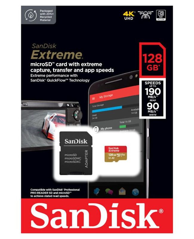 Memory card SanDisk Extreme microSDXC 128GB with Adapter (1)